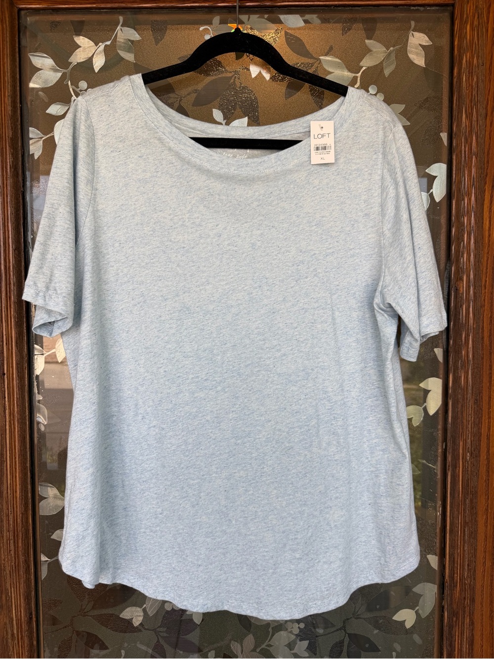 Loft Vintage Soft 100% Cotton Blue Heather Round Neck Short Sleeve Tee XL NWT